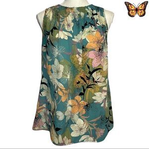 SPENSE Floral Print Sleeveless Elasticized Neckline Top Size Small